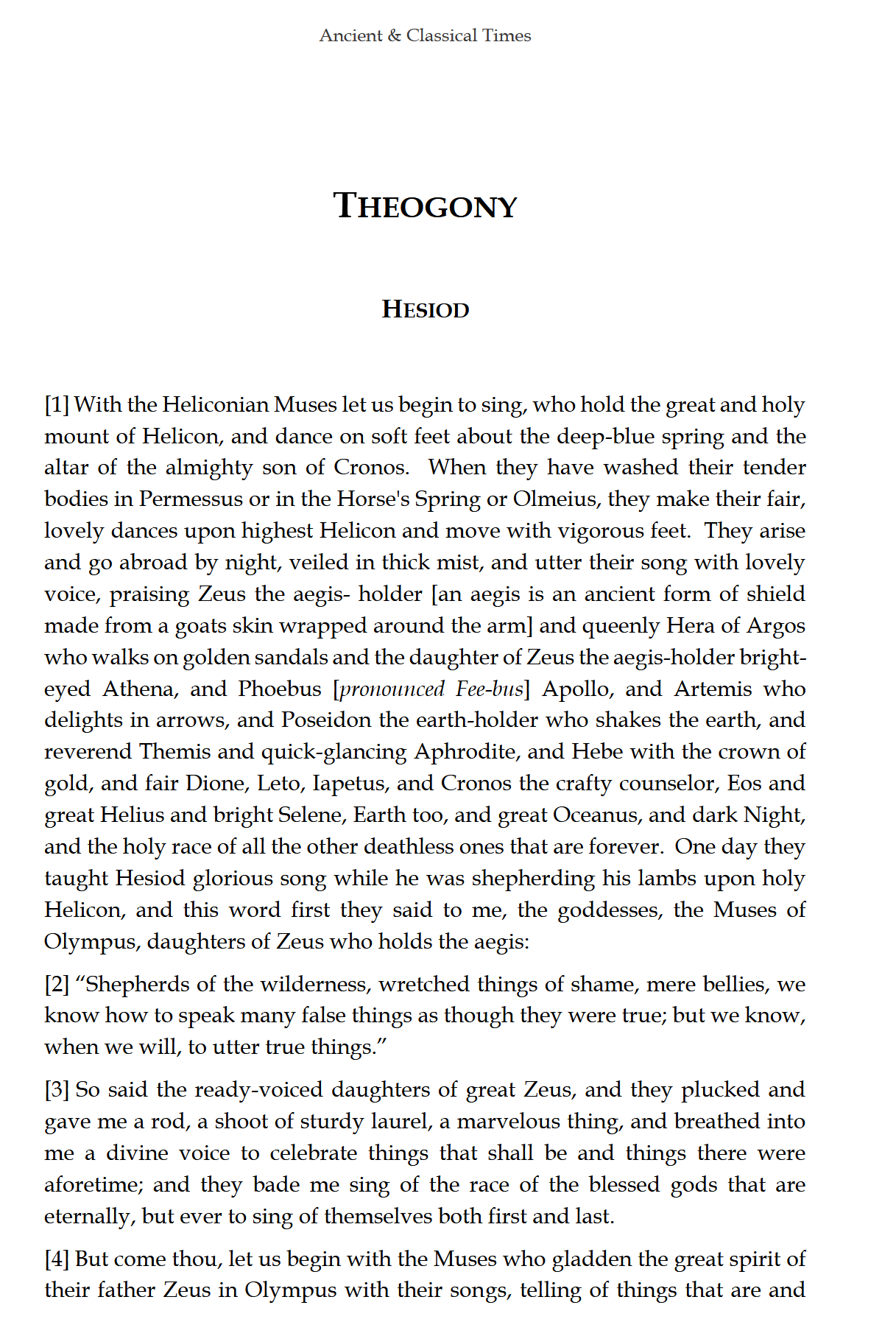 Ancient & Classical Times READER: Traditio Nostra I