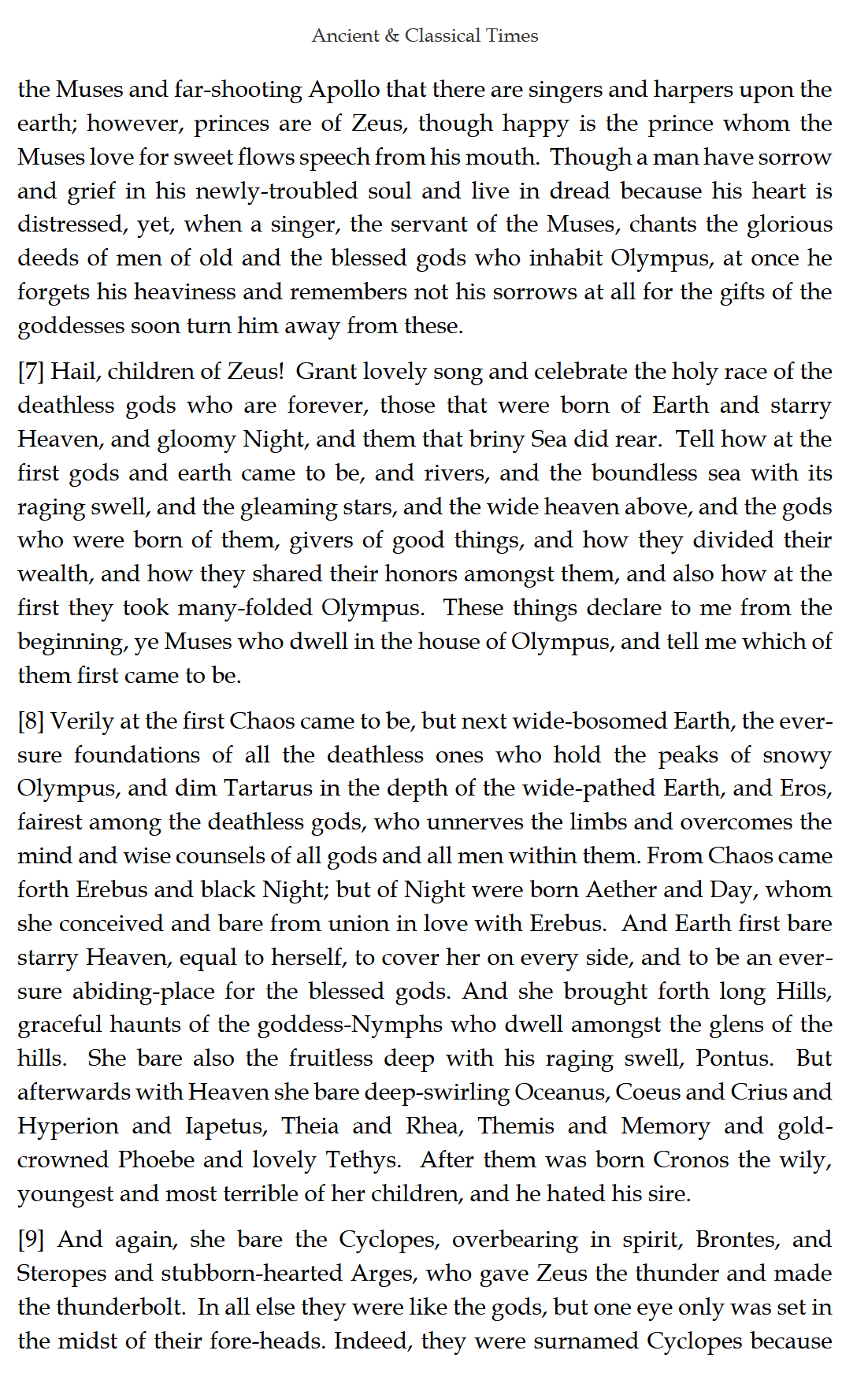 Ancient & Classical Times READER: Traditio Nostra I