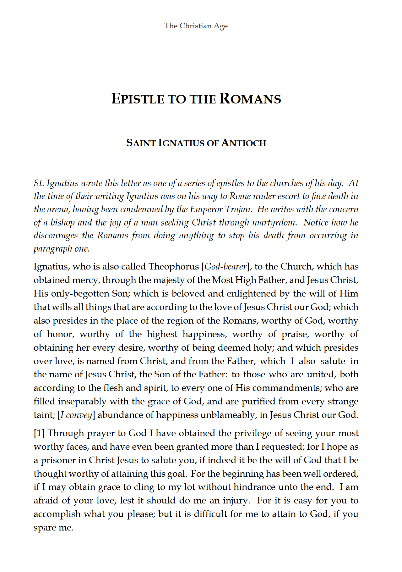 The Christian Age READER: Traditio Nostra II