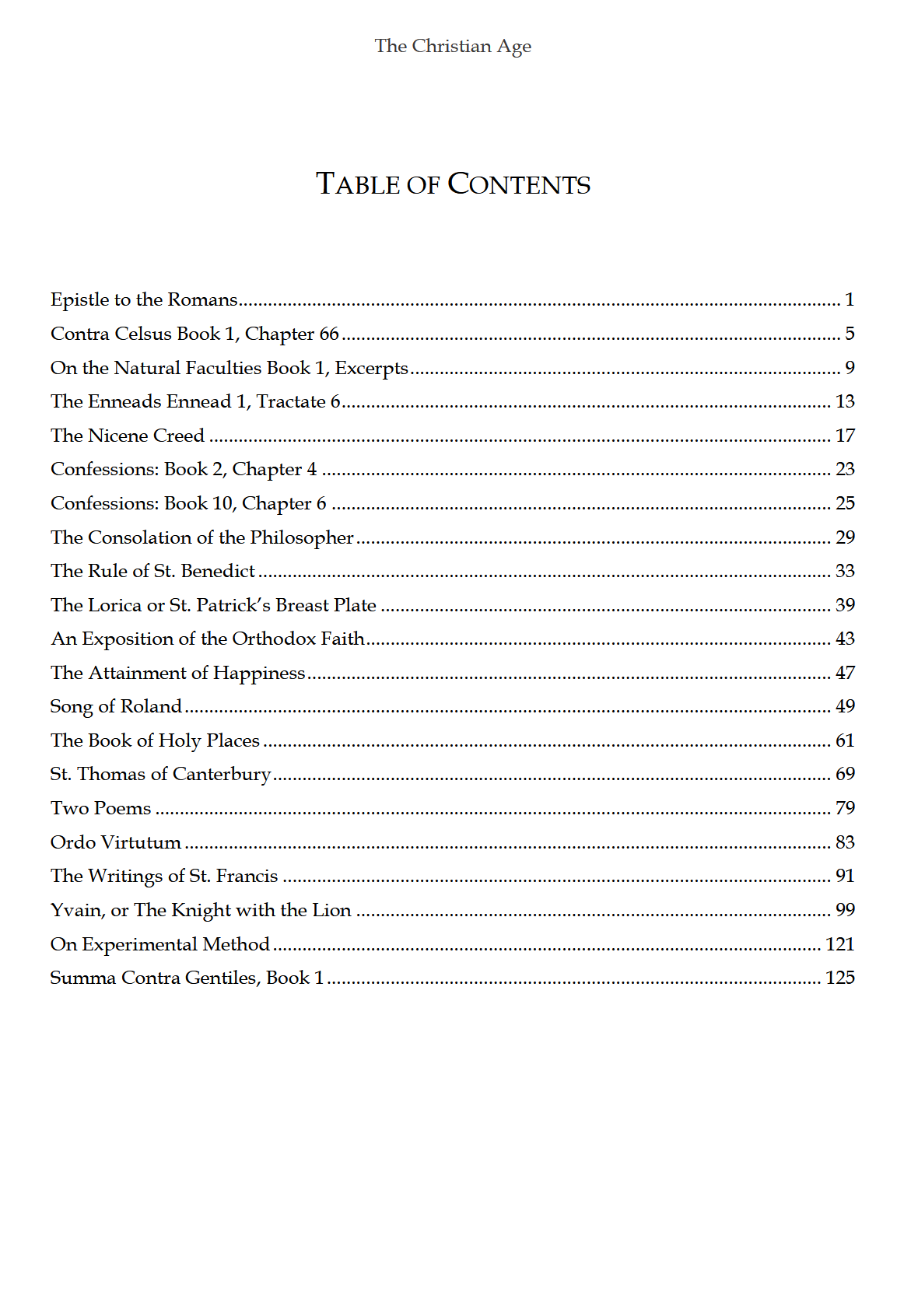 The Christian Age READER: Traditio Nostra II
