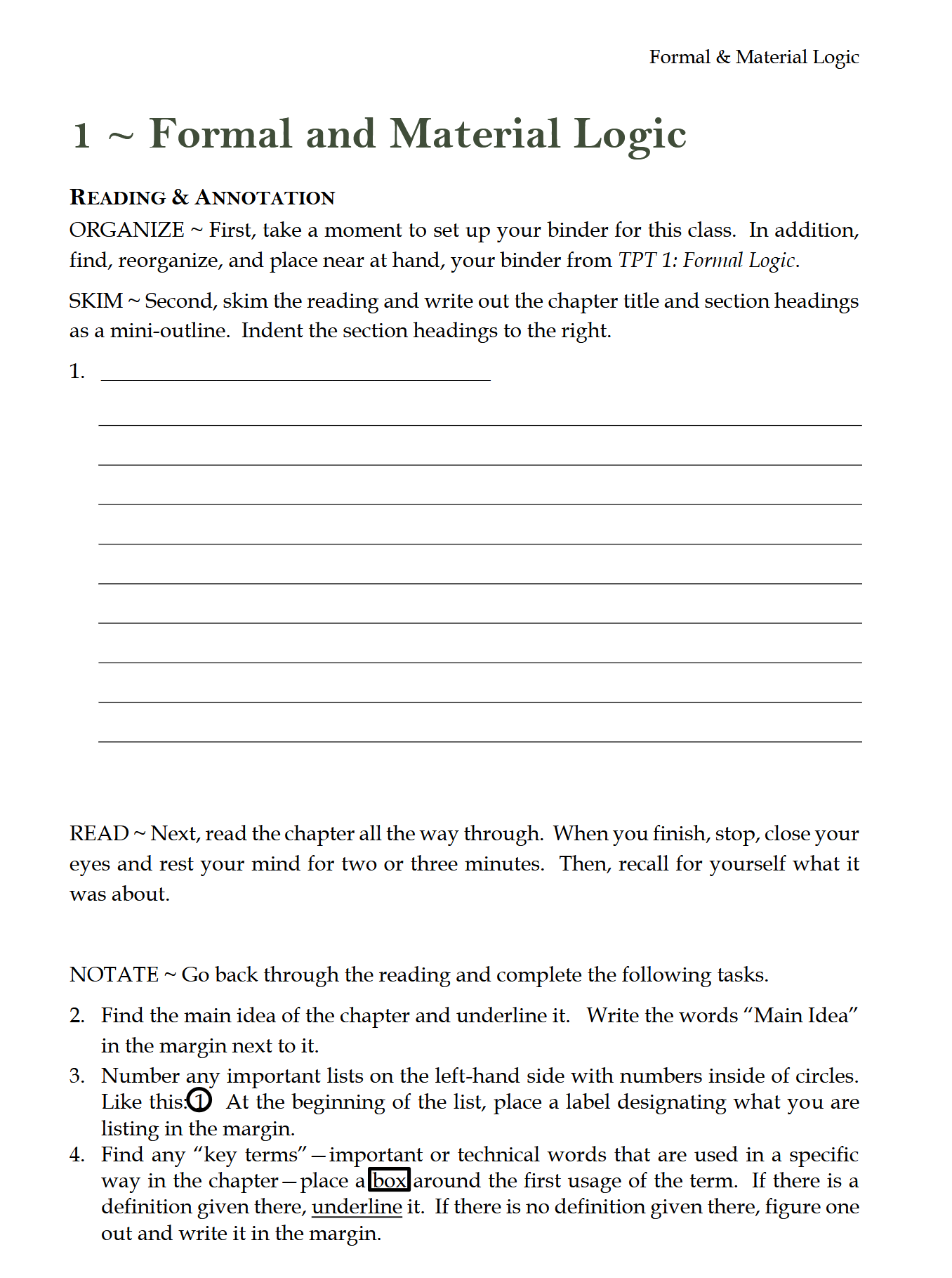 Advanced Logic Workbook: Trivium Studies II