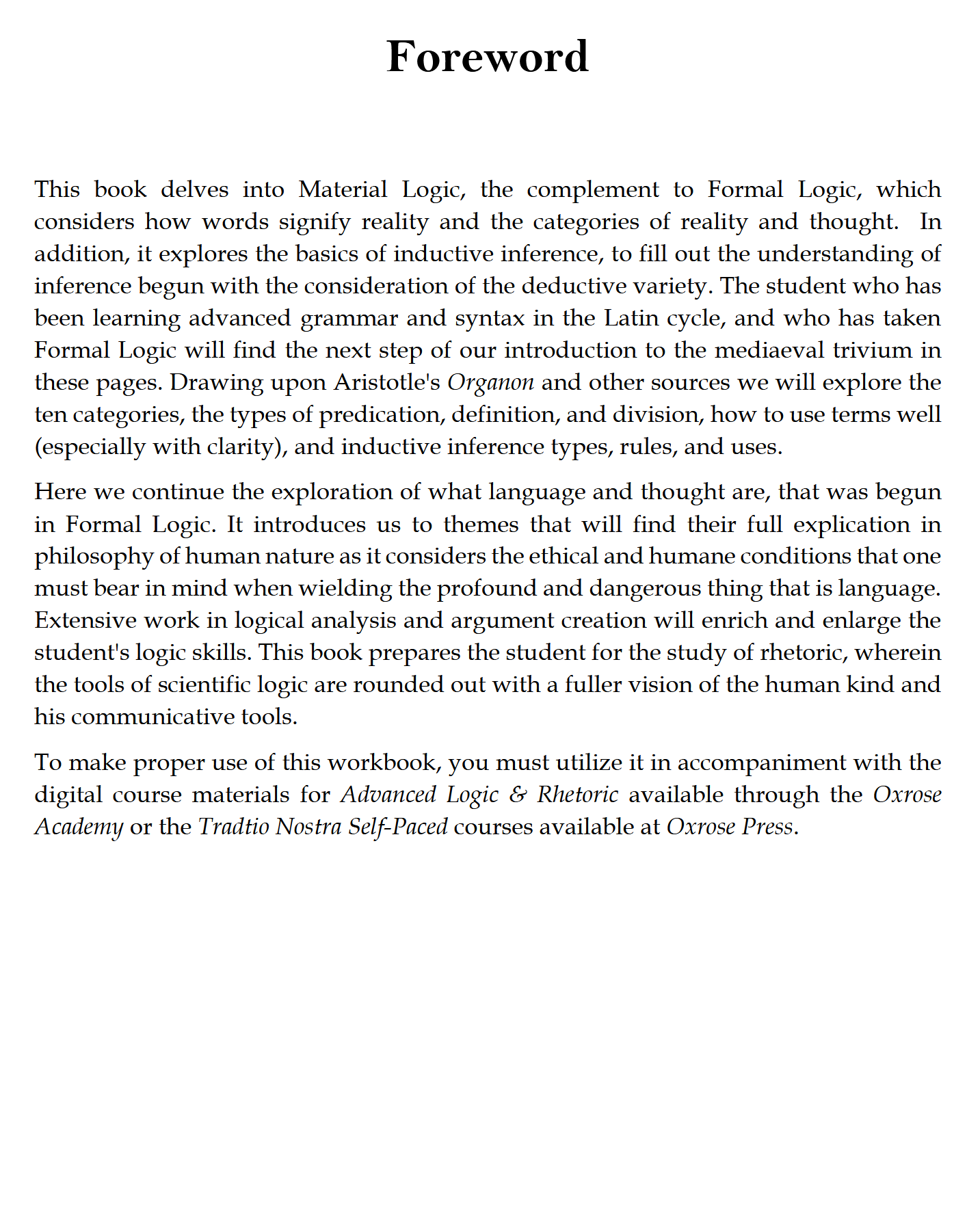 Advanced Logic Workbook: Trivium Studies II