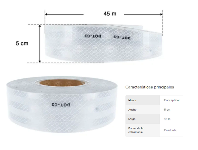 CINTA REFLEJANTE BLANCO 2" X 45 MTS