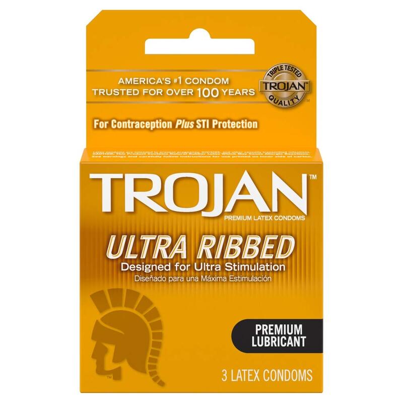 TROJAN ULTRA RIBBED LUB BROWN TROJAN ULTRA RIBBED LUB BROWN