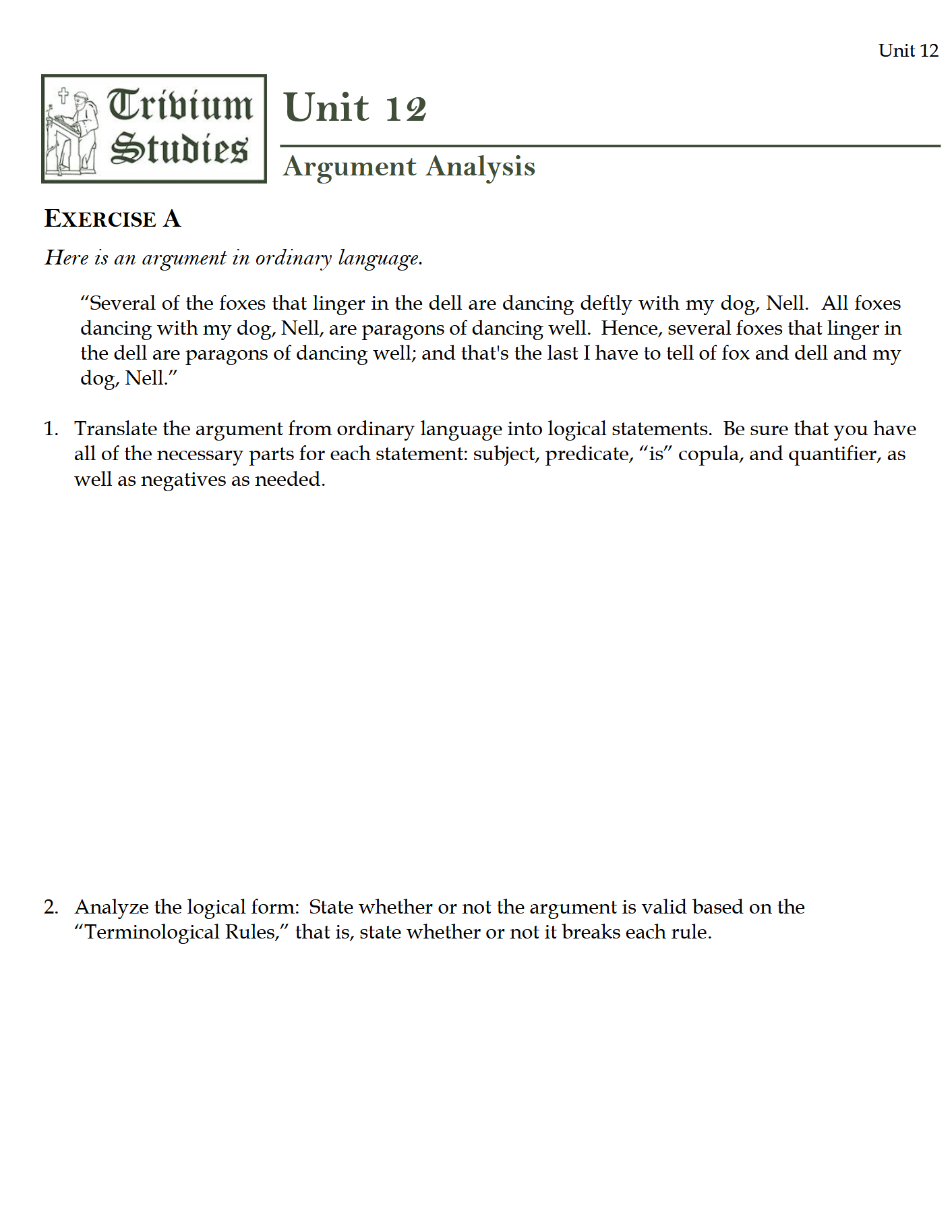 TPT I: Logic Workbook