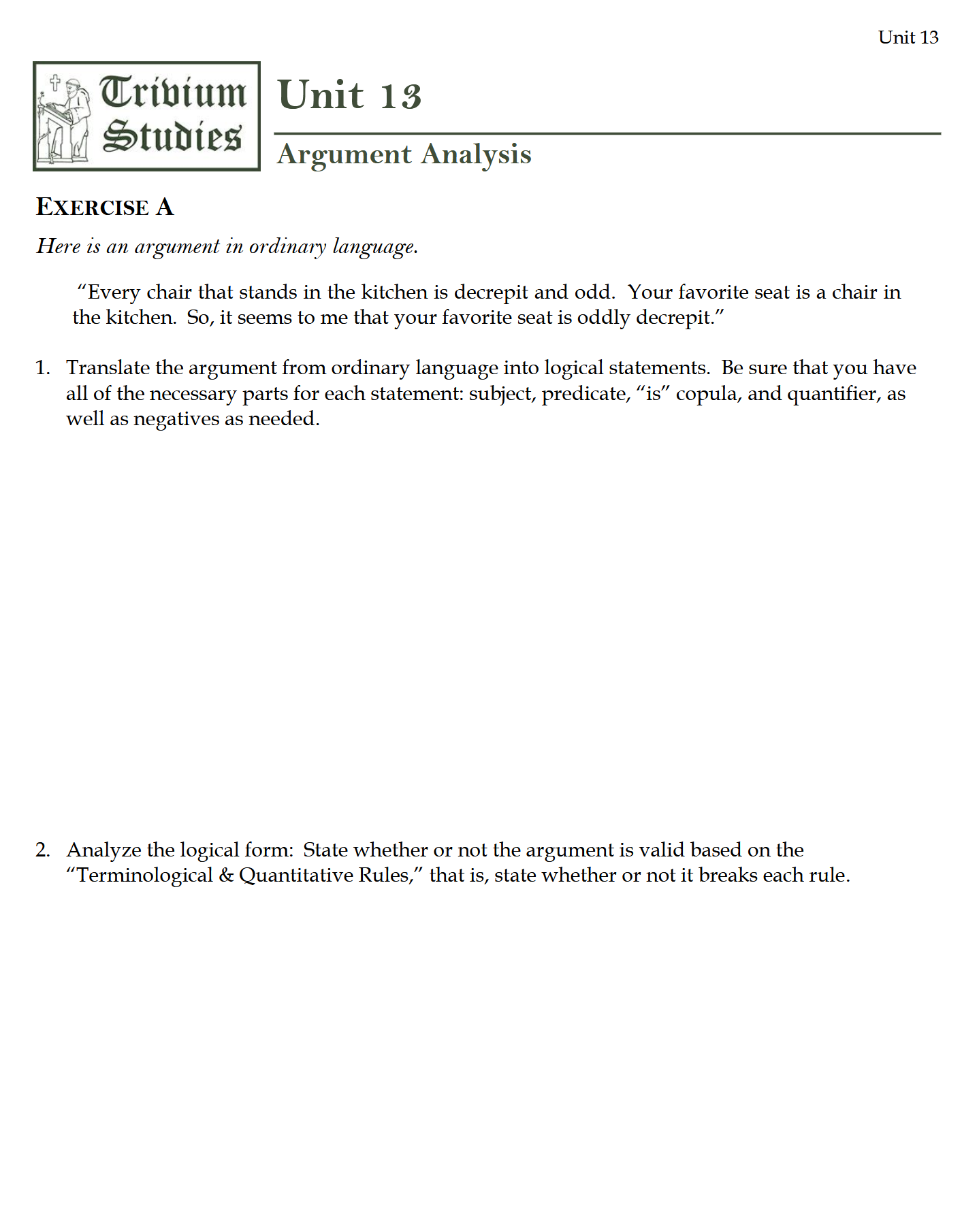 TPT I: Logic Workbook