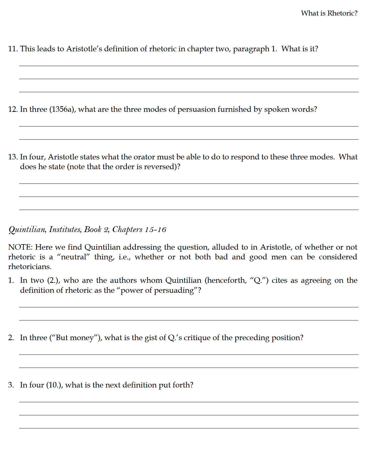 Rhetoric Workbook: Trivium Studies II Rhetoric Workbook: Trivium Studies II