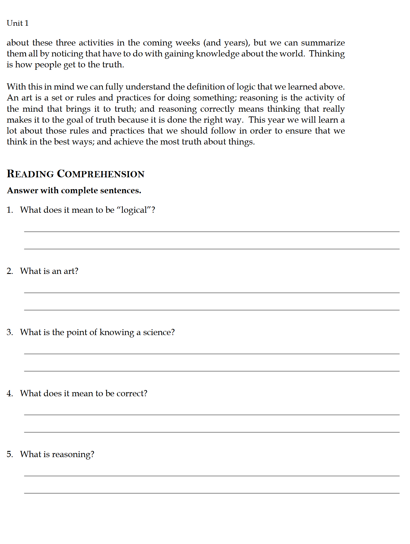 TPT Primer: Introduction to Logic Workbook