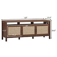 Rattan Cane Wood Media Console | Coastal TV Stand with Woven Doors Rattan Cane Wood Media Console | Coastal TV Stand with Woven Doors