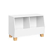 Modern Wooden Kids Toy Storage Bin with Legs – White Organizer for Toys & Books