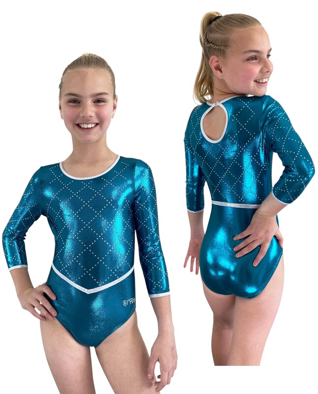 TEAL GREEN DIAMONDS 3/4 SLEEVE
