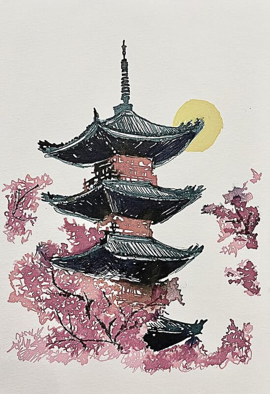 Japan Architecture Pen Sketches Japan Architecture Pen Sketches