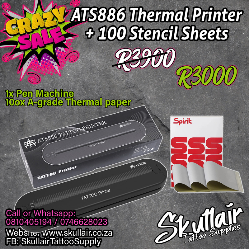 ATS886 Lite Bluetooth Wireless Tattoo Stencil Printer + 100 sheet of carbon