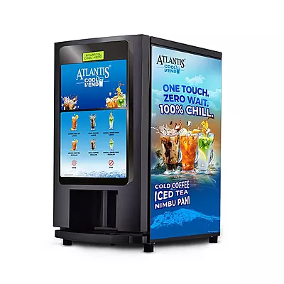 A close-up of the user-friendly interface and digital display of the Atlantis COOL Vend machine. A close-up of the user-friendly interface and digital display of the Atlantis COOL Vend machine.