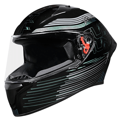 STUDDS THUNDER D11 BLACK CHAMELEON N1 C/V (L) WITH SPOILER AND MIRROR VISOR