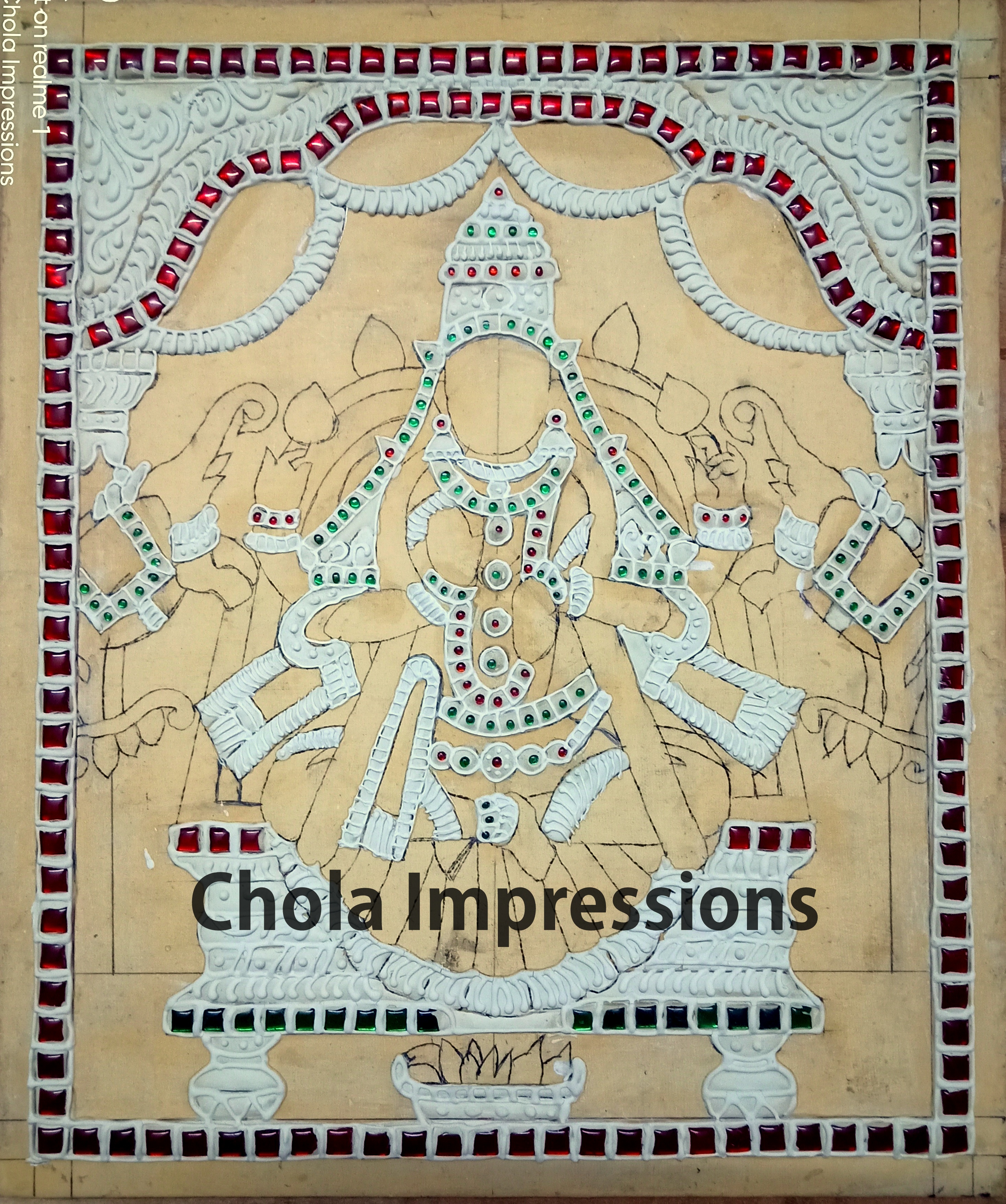 Gaja Lakshmi Ready made Embossed Tanjore Muck Board