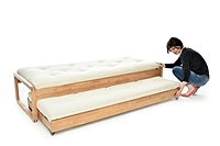 Wooden Sofa Cum Bed with Pull-Out Trundle – Space-Saving Daybed for Home & Guests Wooden Sofa Cum Bed with Pull-Out Trundle – Space-Saving Daybed for Home & Guests