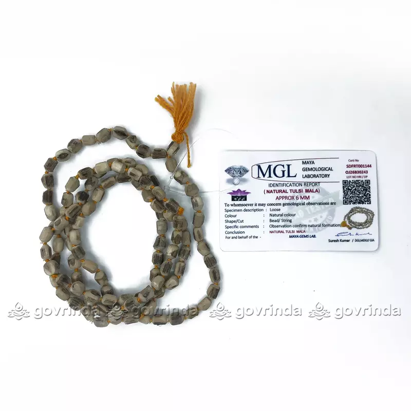 MGL Tulsi Mala (2mm, 108 Beads) for Wearing (Natural Tulsi Wood, Kanthi, Zero Size, Off White Color) - Pack of 1 MGL Tulsi Mala (2mm, 108 Beads) for Wearing (Natural Tulsi Wood, Kanthi, Zero Size, Off White Color) - Pack of 1