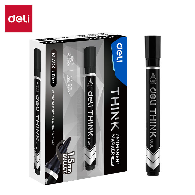 DELI U10020 PERMANENT MARKER BLACK BULL DELI U10020 PERMANENT MARKER BLACK BULL