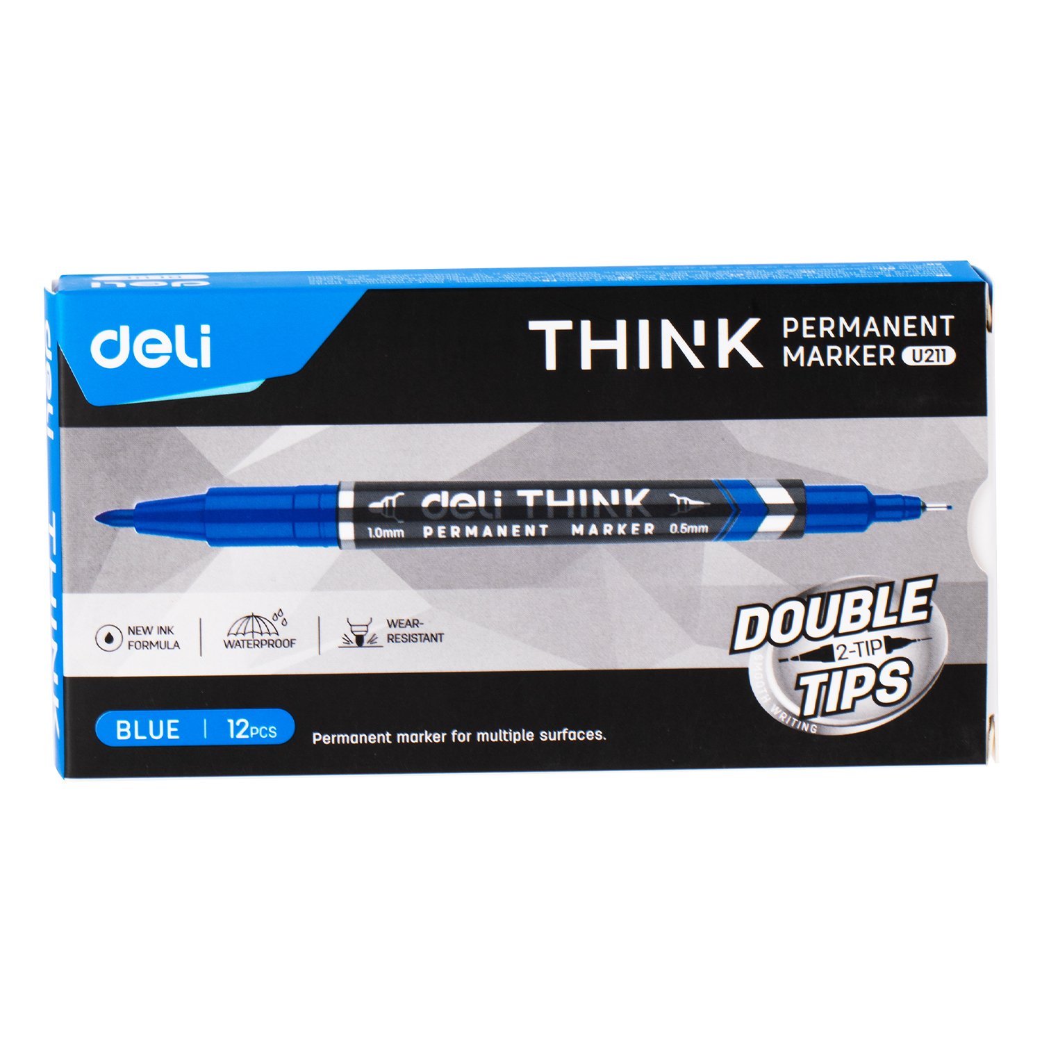DELI U211 PERM DOUBLE-TIP MARKER BLUE DELI U211 PERM DOUBLE-TIP MARKER BLUE