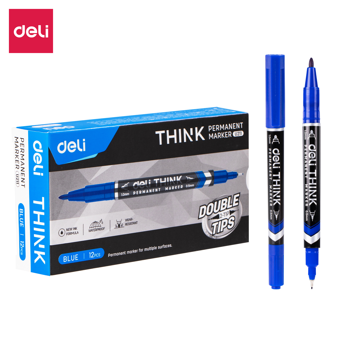 DELI U211 PERM DOUBLE-TIP MARKER BLUE DELI U211 PERM DOUBLE-TIP MARKER BLUE