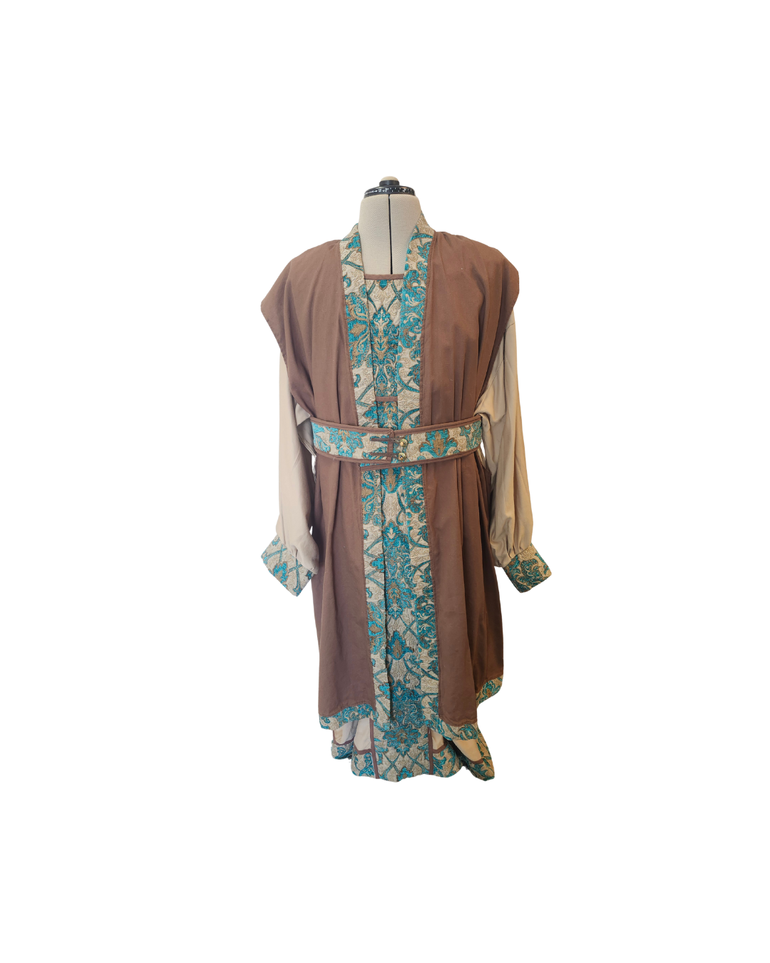 Brown and Teal Men's Robe