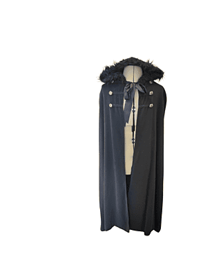 Black Cape w/Fur Trimmed Hood