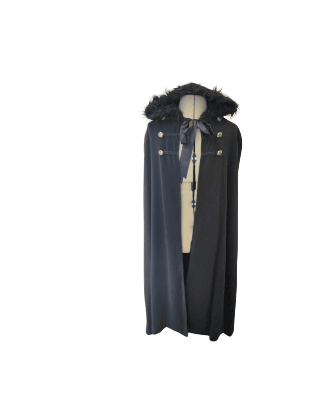 Black Cape w/Fur Trimmed Hood