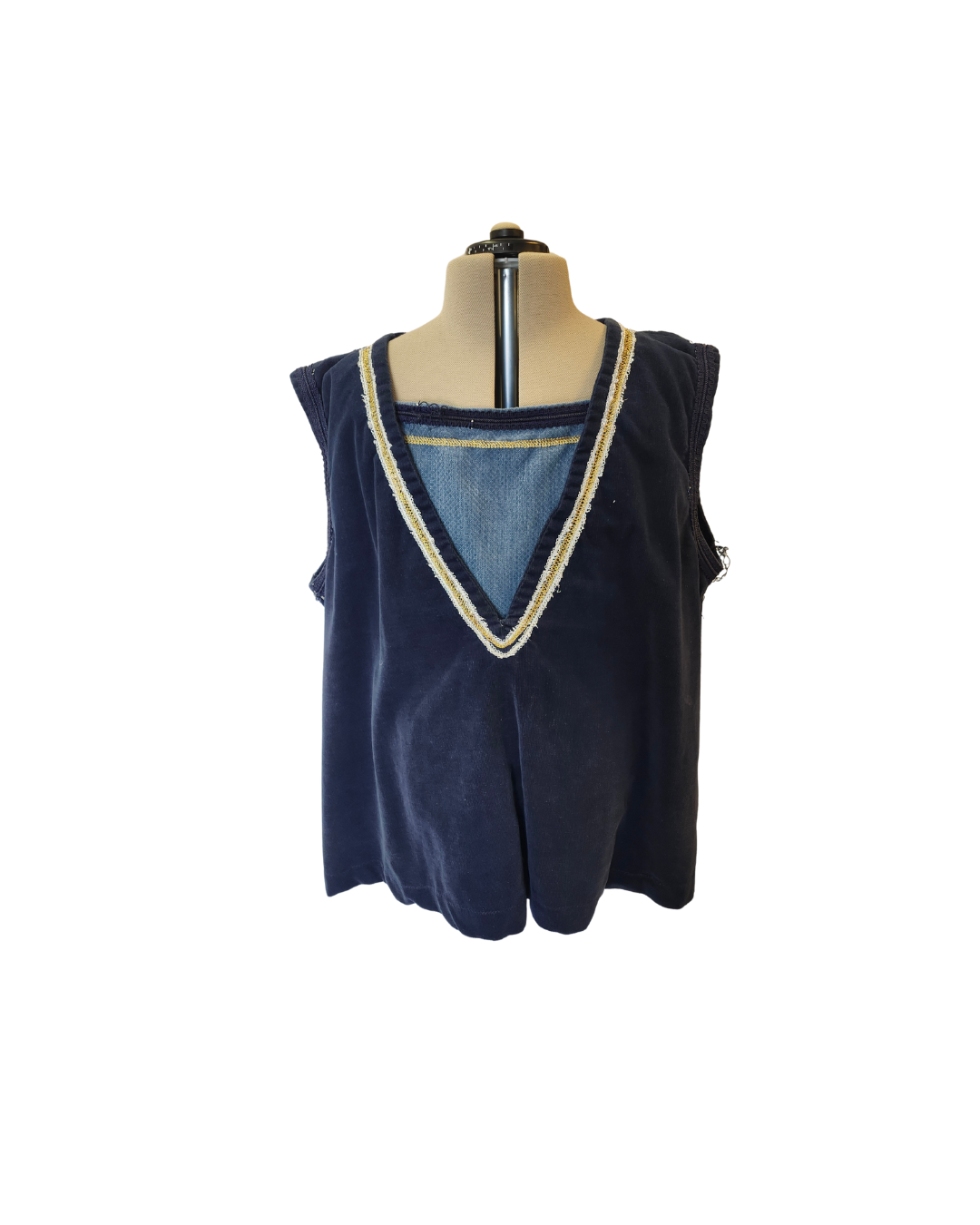 Navy Corduroy Vest w/Gold and Silver Trim