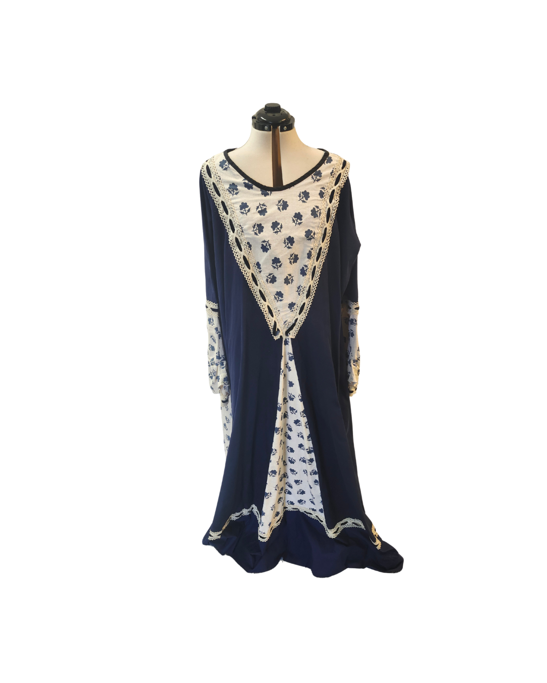 Navy and White Floral Robe