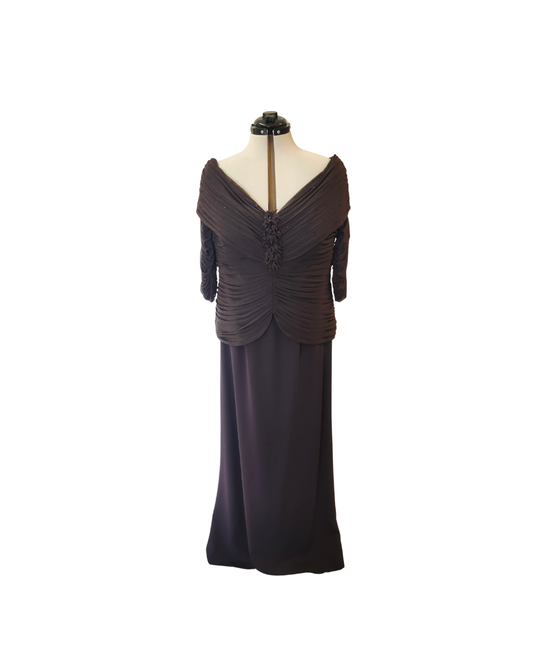 Black Gathered Bodice Dress