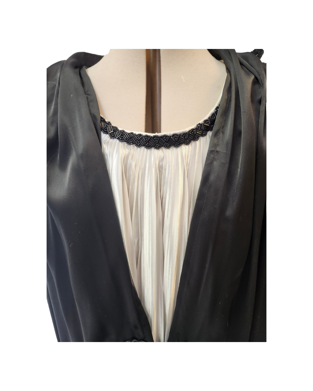 Black Satin Robe w/Attached Nightgown