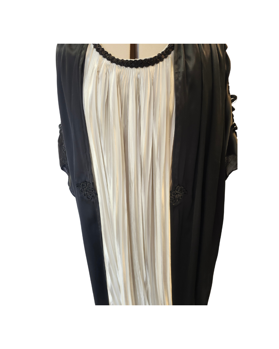 Black Satin Robe w/Attached Nightgown