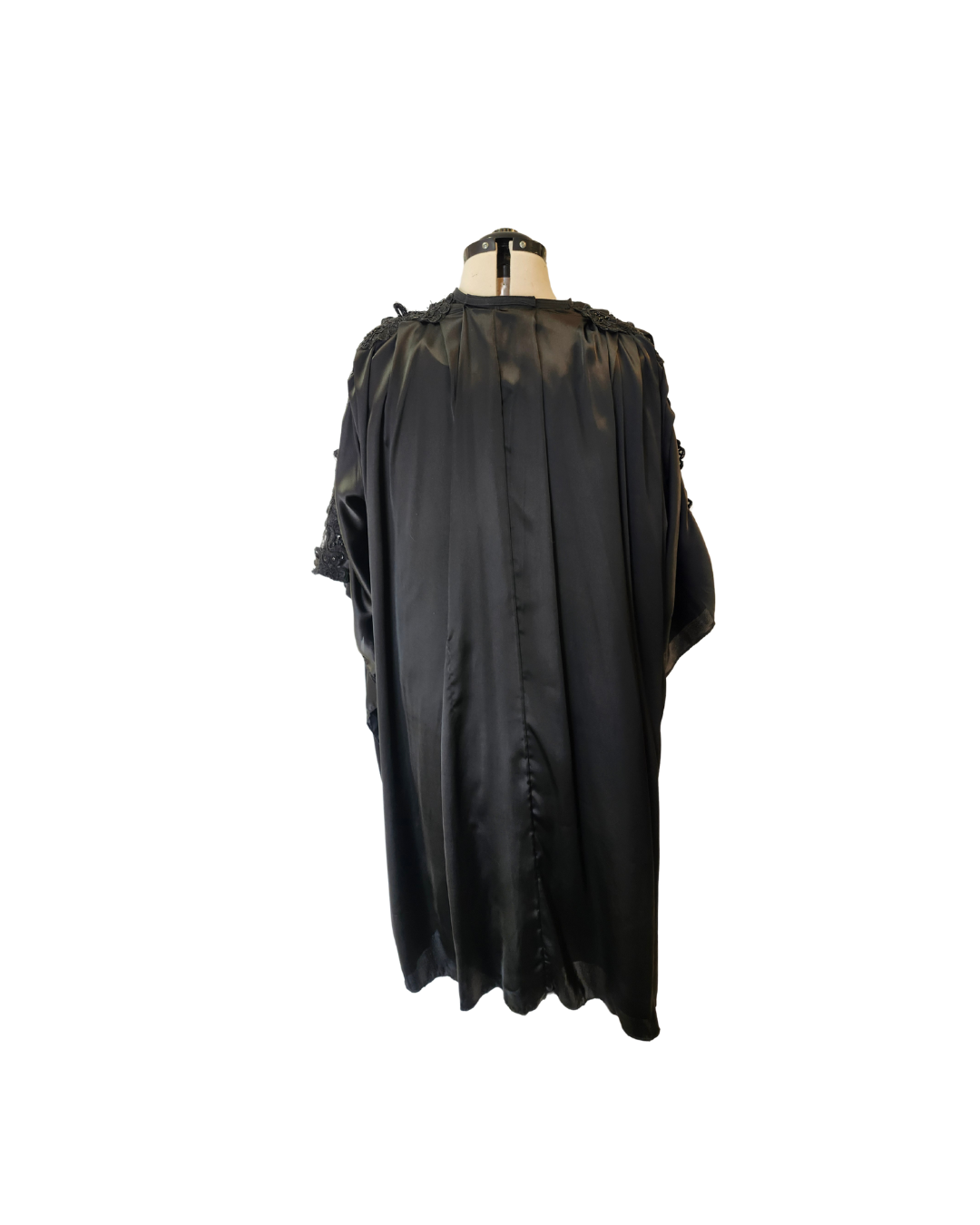 Black Satin Robe w/Attached Nightgown