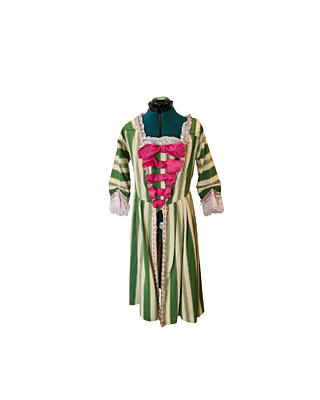 18th Century Green and Yellow Striped Overdress