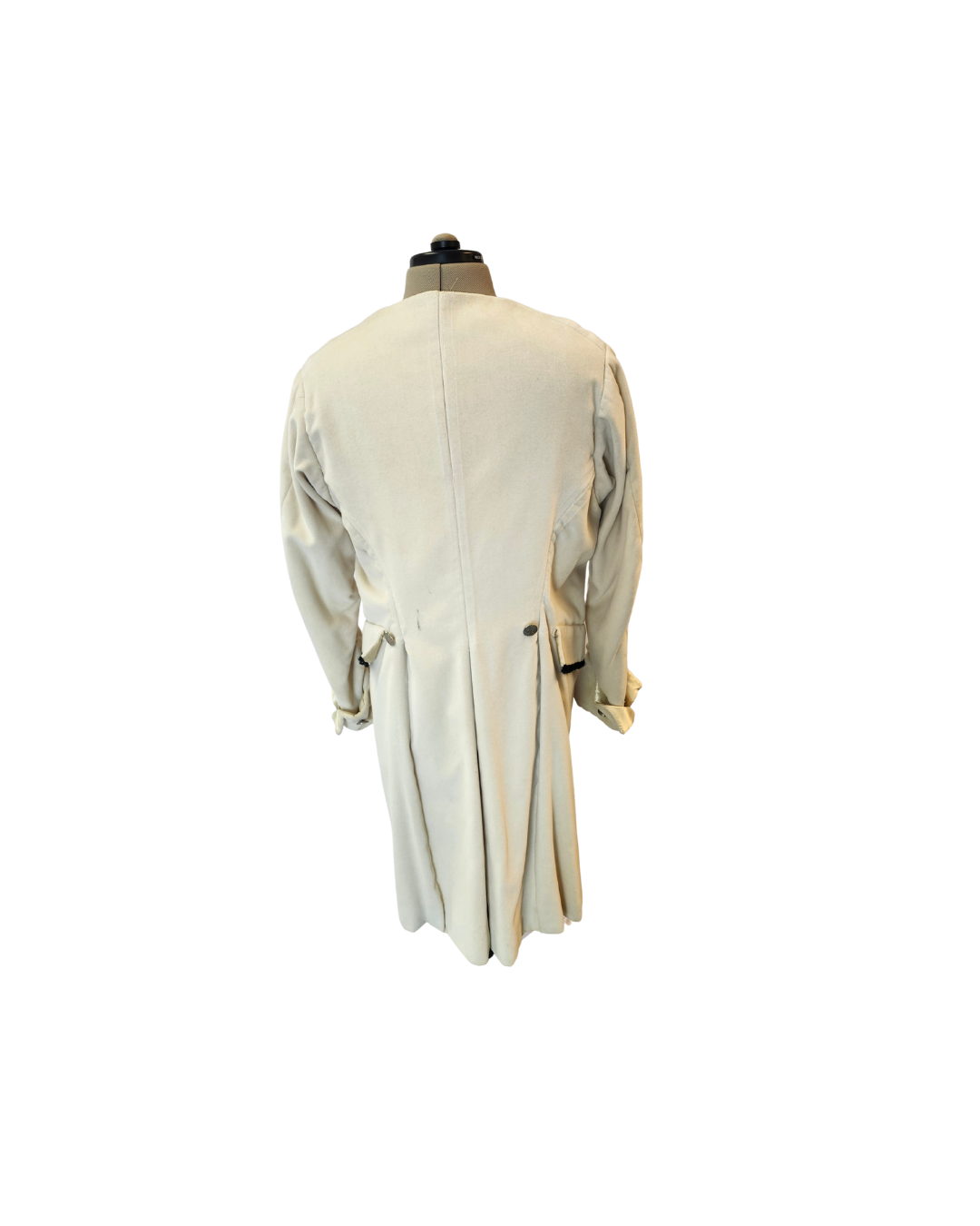 Cream Velvet Regency Coat- Black Trim L