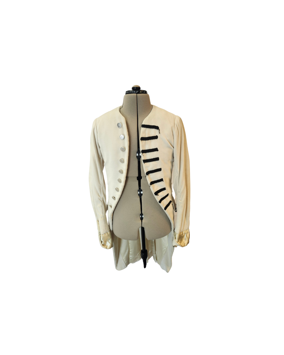 Cream Velvet Regency Coat-Black Trim