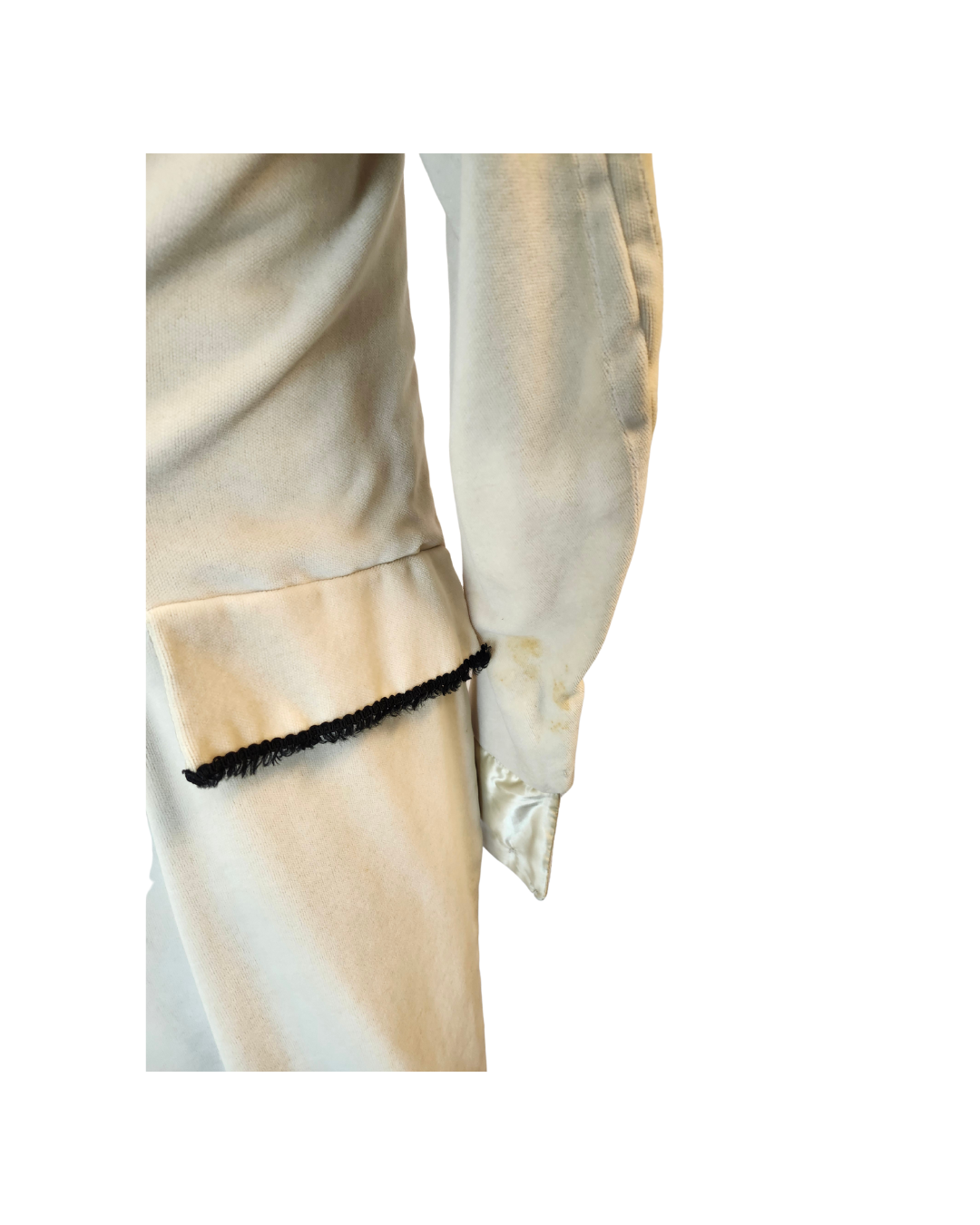 Cream Velvet Regency Coat-Black Trim
