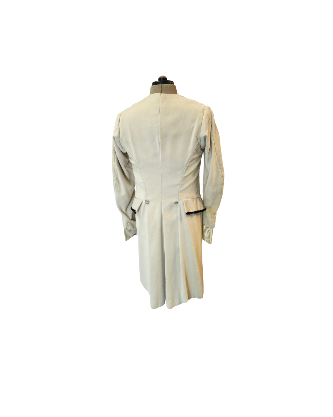 Cream Velvet Regency Coat-Black Trim