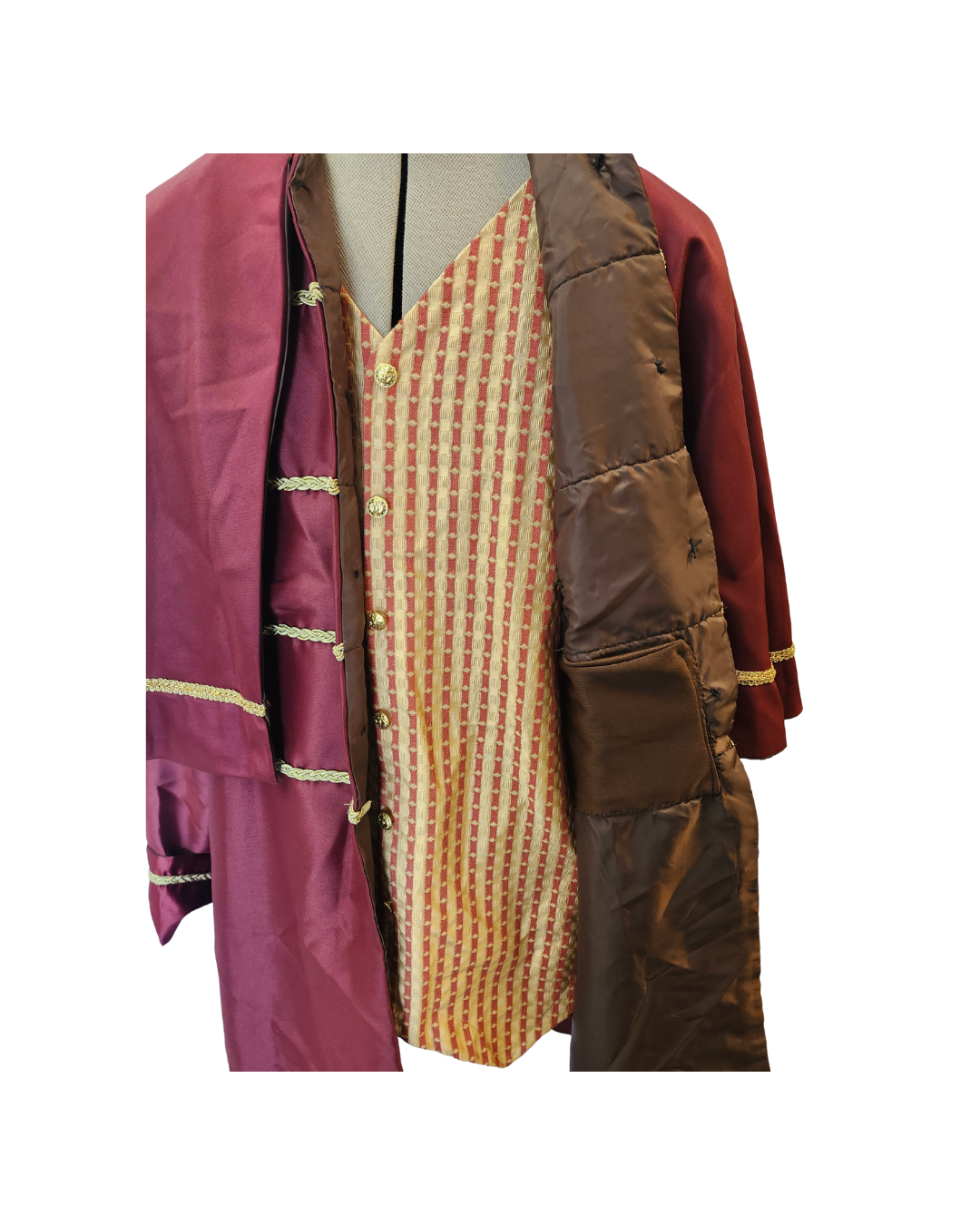 Burgundy Frock Coat w/Capelet and Attached Vest