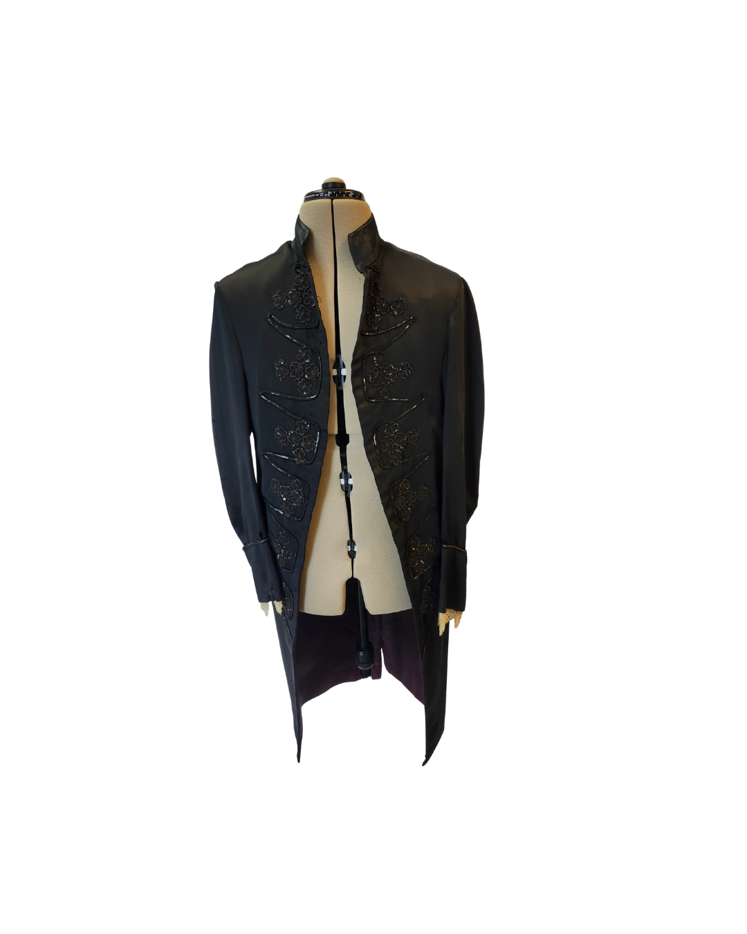 Distressed Black Satin Frock Coat