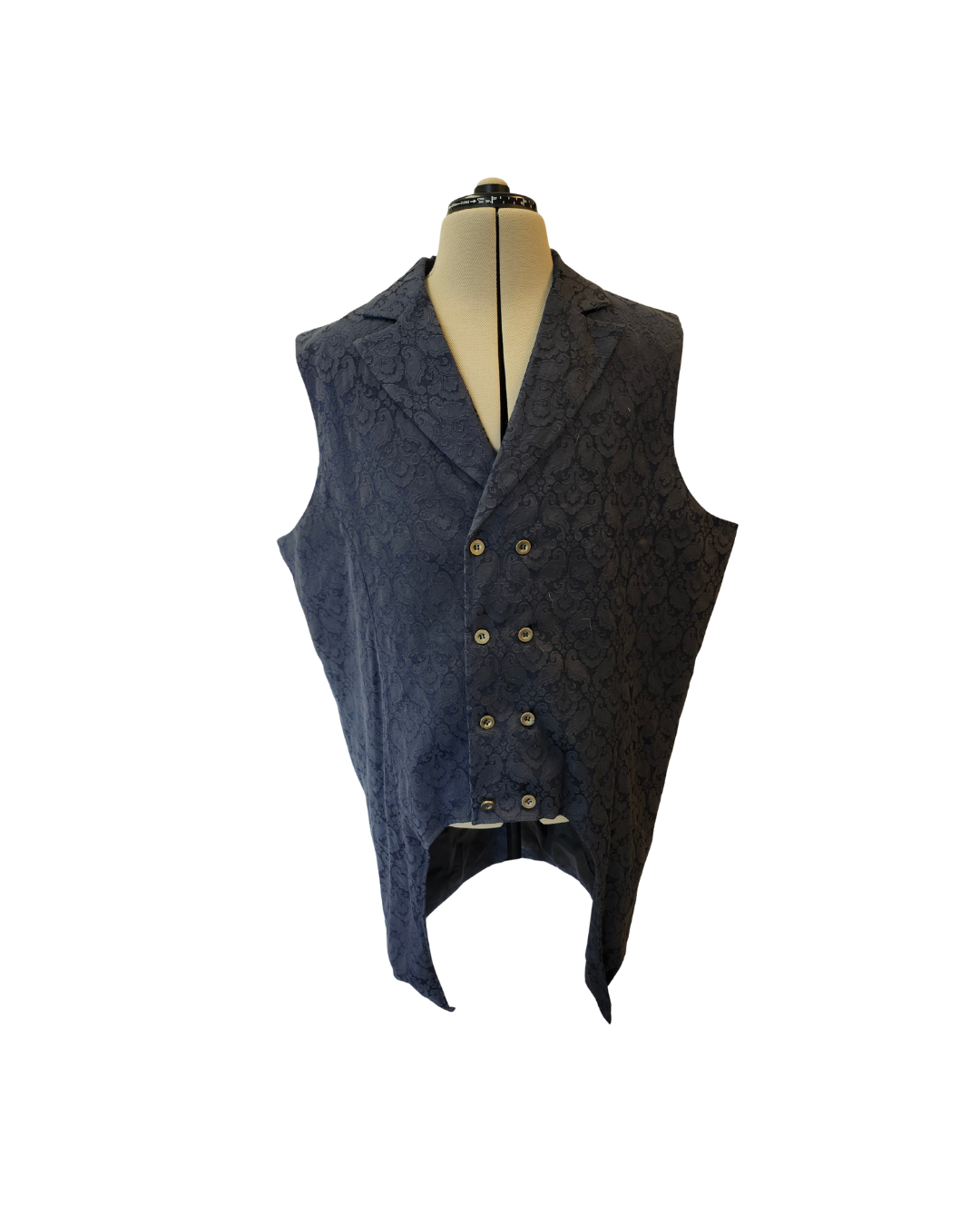 Navy Brocade Vest w/Tails