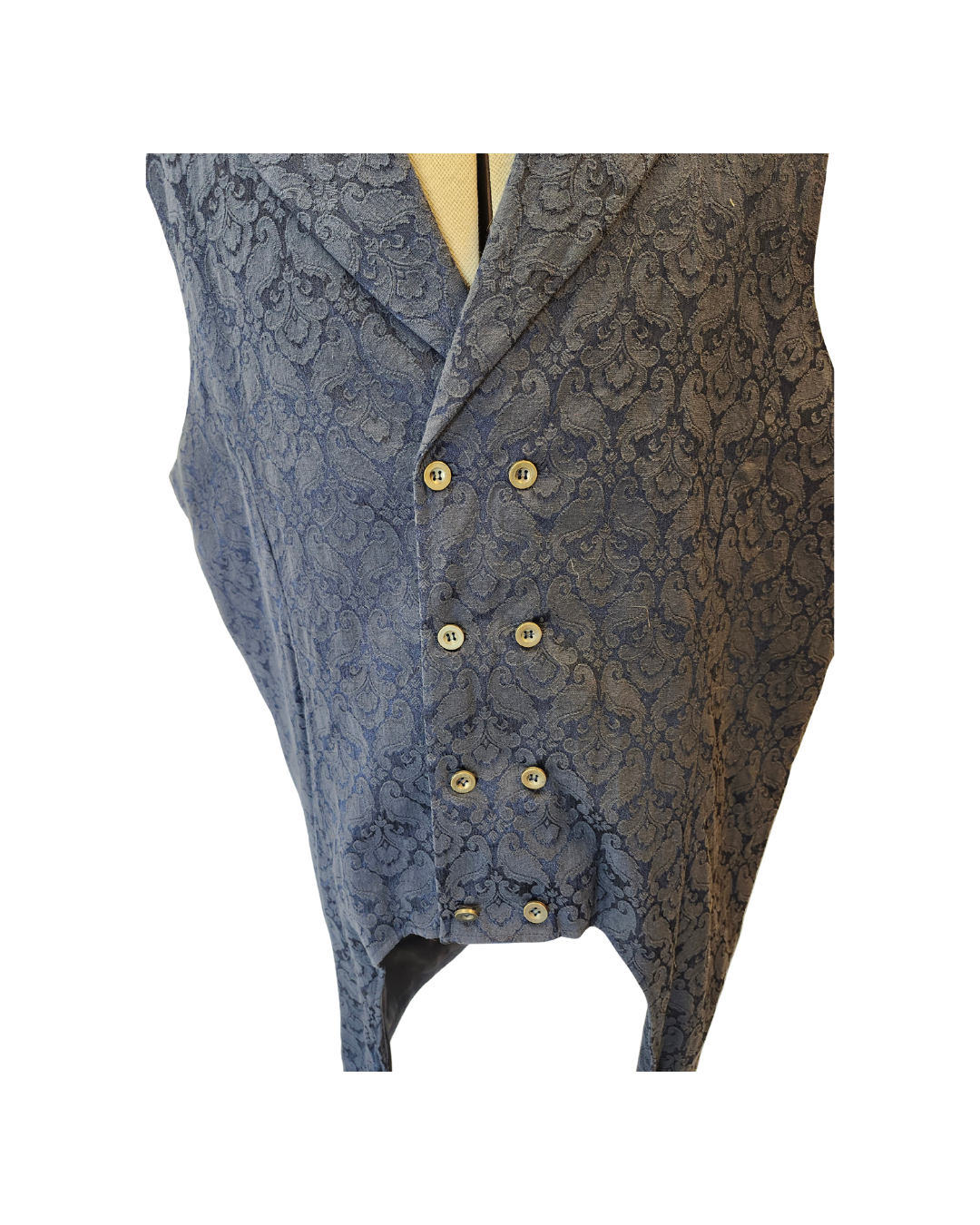 Navy Brocade Vest w/Tails