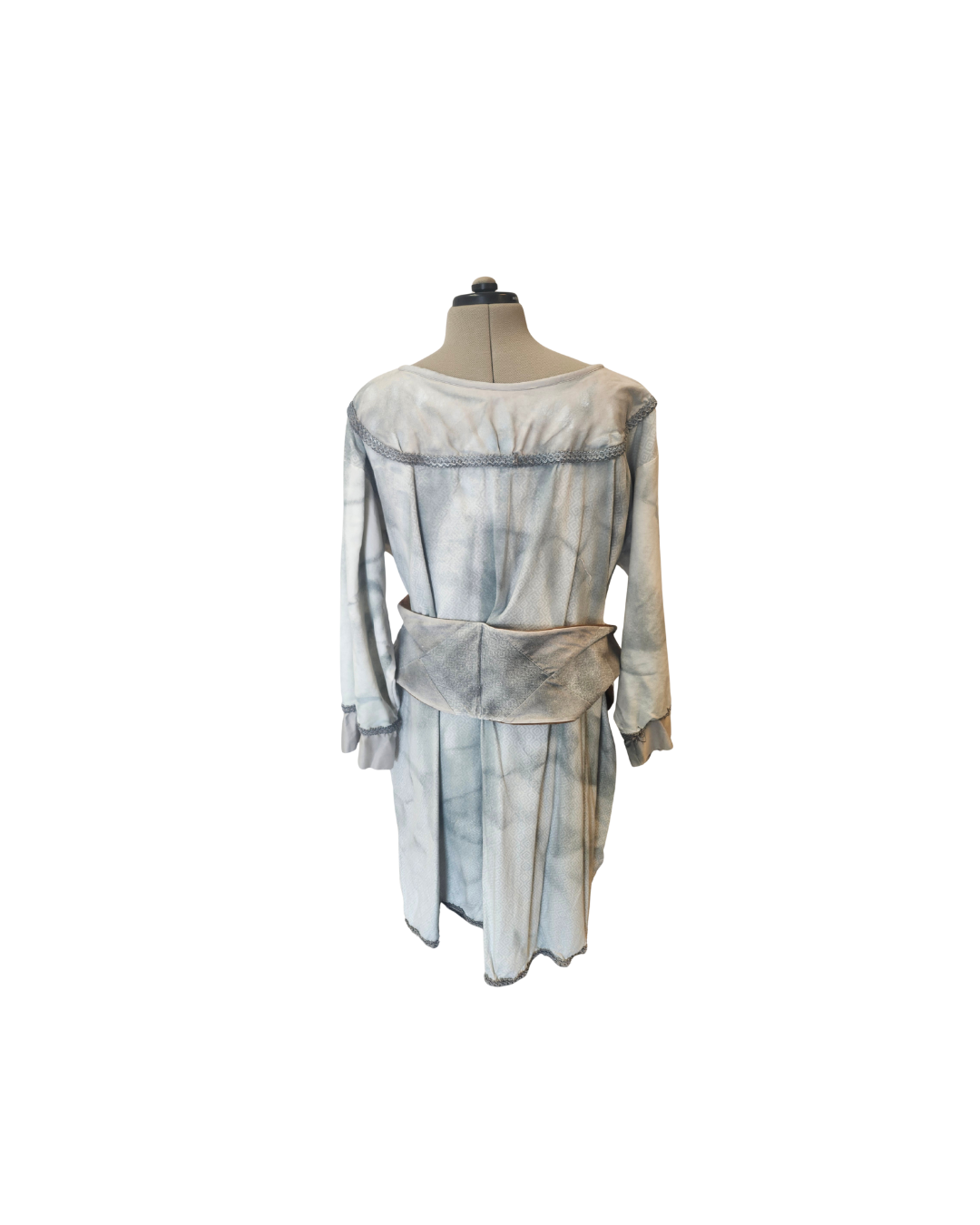 White and Grey Men's Robe-DISTRESSED