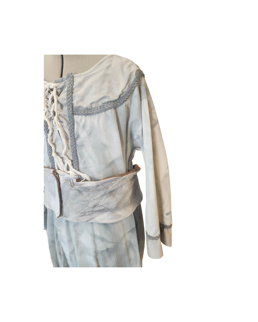 White and Grey Men's Robe-DISTRESSED