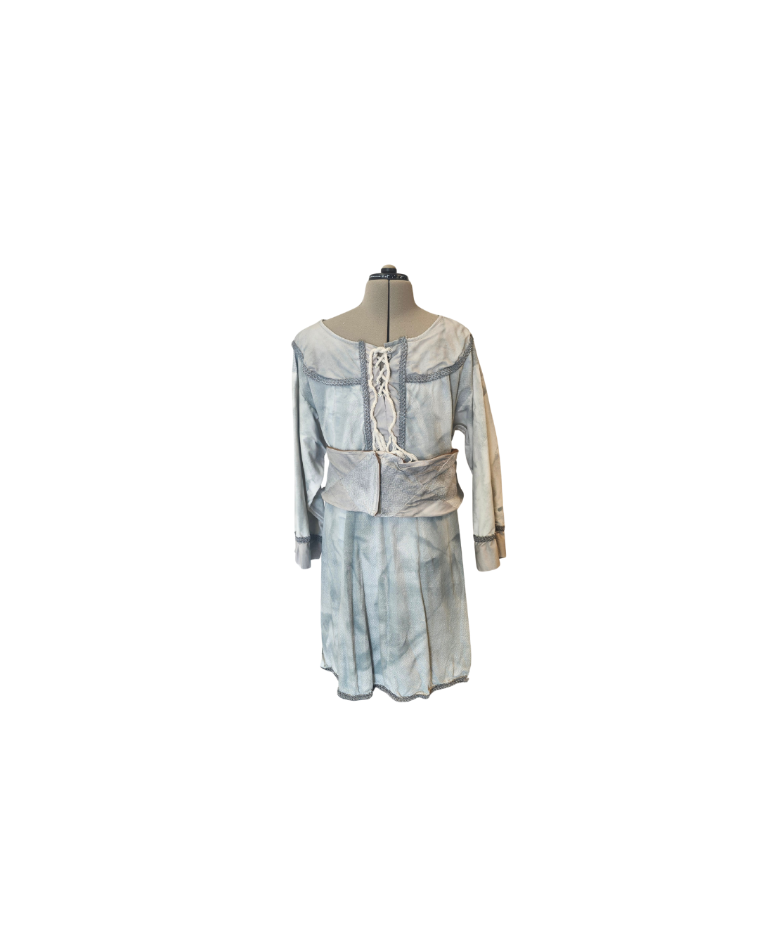 White and Grey Men's Robe-DISTRESSED
