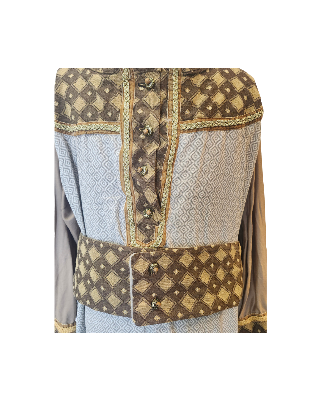 Brown Diamond Print Men's Robe