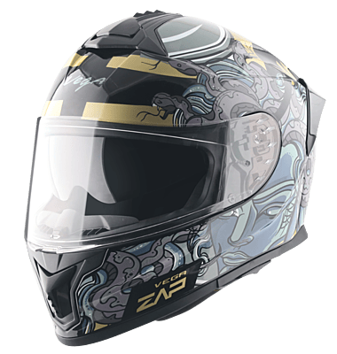 VEGA ZAP MEDUSA BLACK GREY D/V (M) WITH FREE EXTRA VISOR