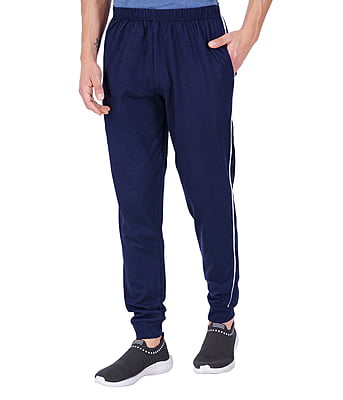 Wemyc Men's Cotton Blend Solid Rib Track Pant | Expandable Elastic Waist Joggers with 2 Pockets | Stretchable Sports Wear Track Pant for Men