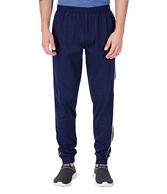 Wemyc Men's Cotton Blend Solid Rib Track Pant | Expandable Elastic Waist Joggers with 2 Pockets | Stretchable Sports Wear Track Pant for Men